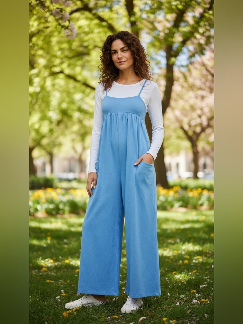 FP Movement Hot Shot Strappy Onsie Jumpsuit in Light Colbalt, Size Large NWT
